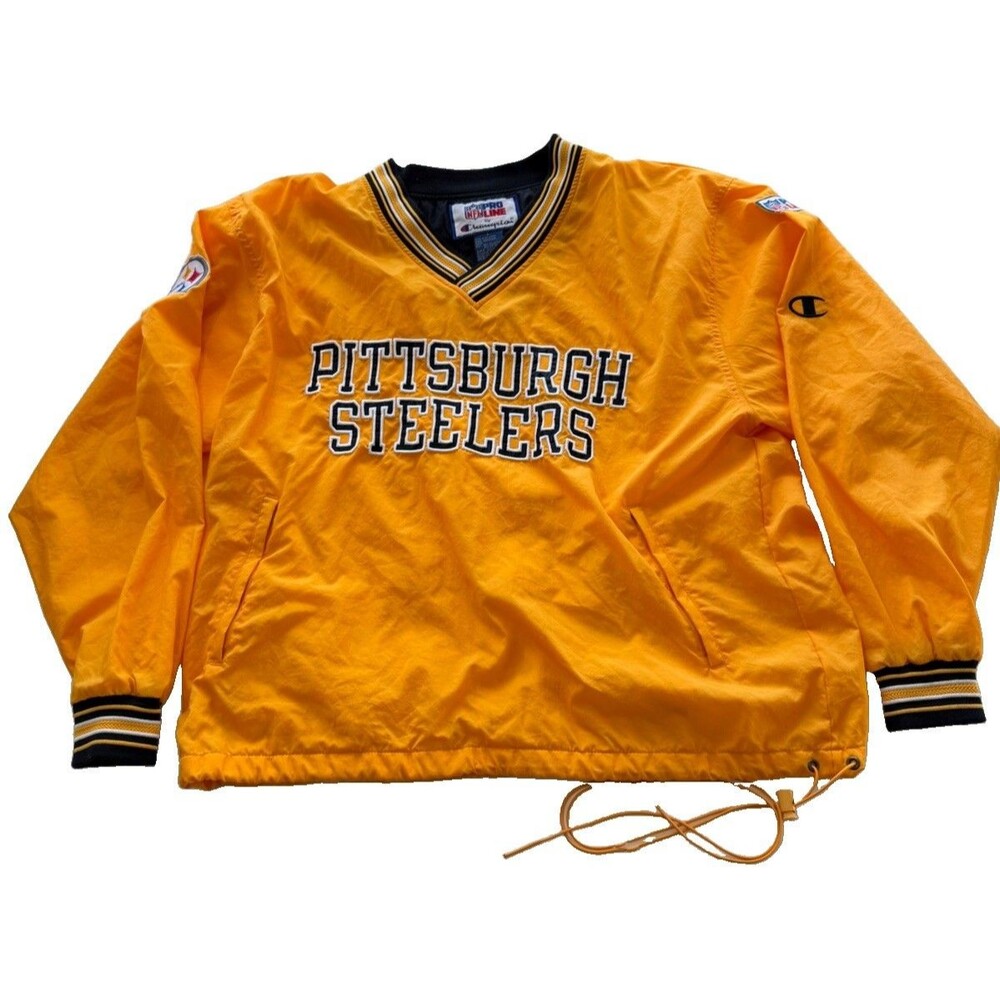 Champion Pittsburgh Steelers Windbreaker NFL Pullover Pro Line Mens Large Vtg